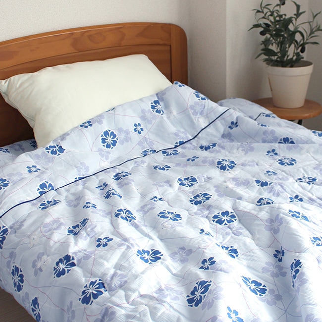 布団 肌掛け布団 ＆ 敷きパッド 近江高島ちぢみ 肌ふとん 綿 夏用 花柄 通気性 肌布団 速乾 さらさら 高島ちぢみ さわやか 洗える ウォッシャブル サラサラ シングル 140×190cm 日本