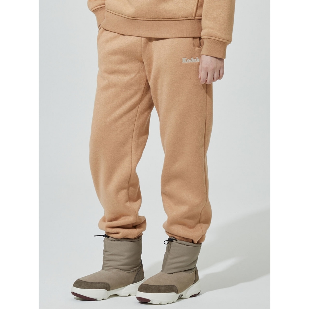 コダックアパレルブラウニーセミオーバーフィットライトウォーム起毛ジョガーパンツベージュ