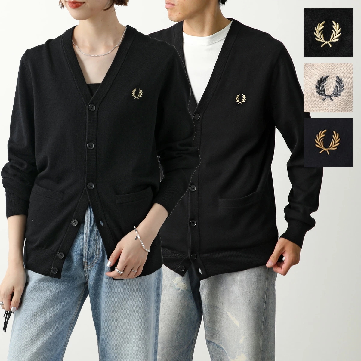 FRED PERRY フレッドペリー カーディガン CLASSIC CARDIGAN K9551 メンズ レディース Vネック 長袖 ローレルリース刺繍 カラー2色
