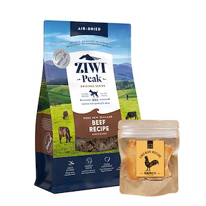 ZiwiPeak ジウィピーク エアドライ ドッグフード グラスフェッドビーフ 4kg【国産鶏むねジャーキーセット】ヨリアイDOGSオリジナルセット