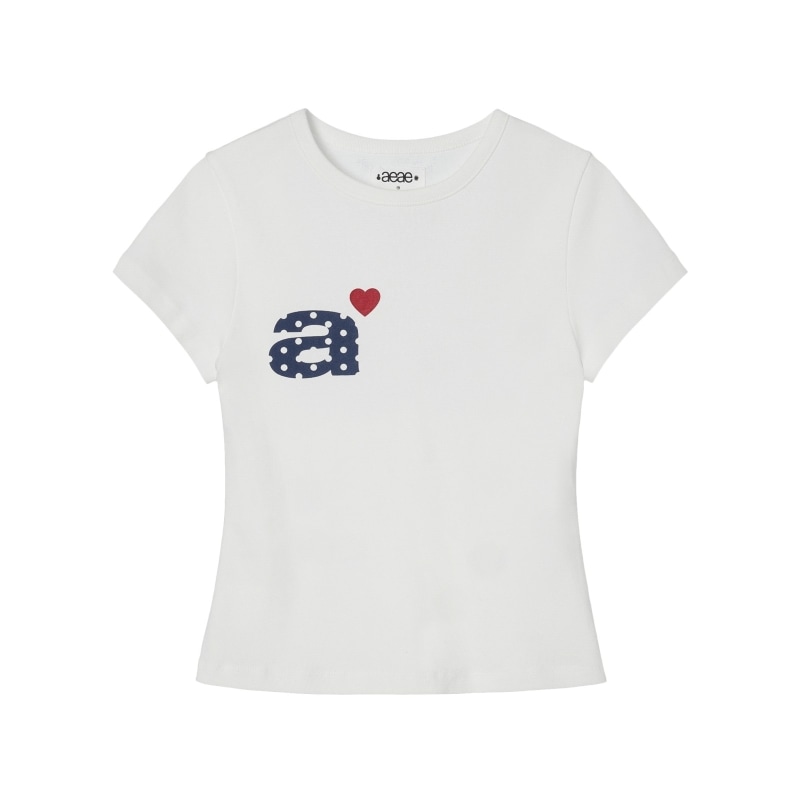 ドットスモールレターティー WHITE 可愛い おしゃれ ディリーファッション ガーリールック Tシャツ 韓国ファッション 韓国ブランド