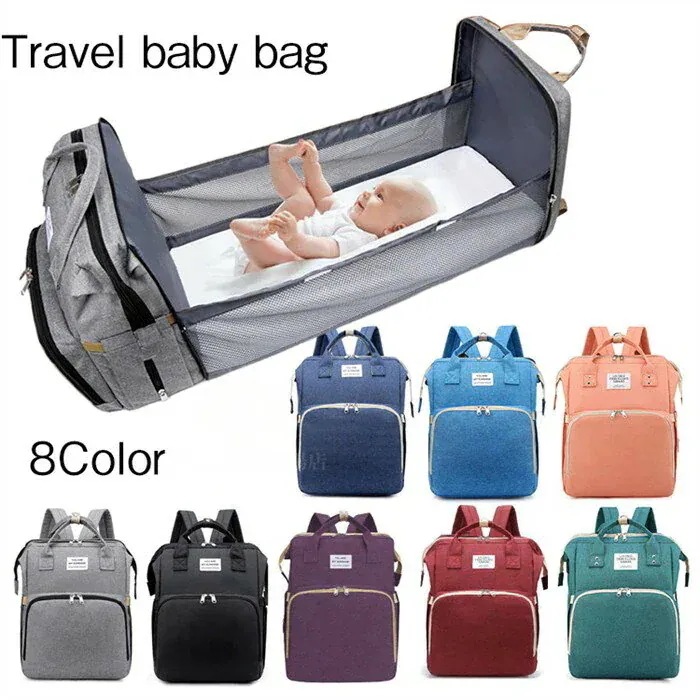 折りたたみ式ベビーベッド ママバッグ 付きおむつバッグバックパックベビー用 ママリュック防水マミーバッグ収納豊富 マザーズリュック 大容量 ベビー用品収納 マザーズバッグ ベビーベッド リュックサック