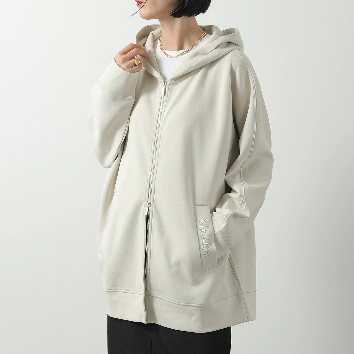 S MAX MARA エス マックスマーラ パーカー VERBANO ヴェルバーノ レディース 長袖 ジップアップ フーディ ロゴ コットンブレンド 002