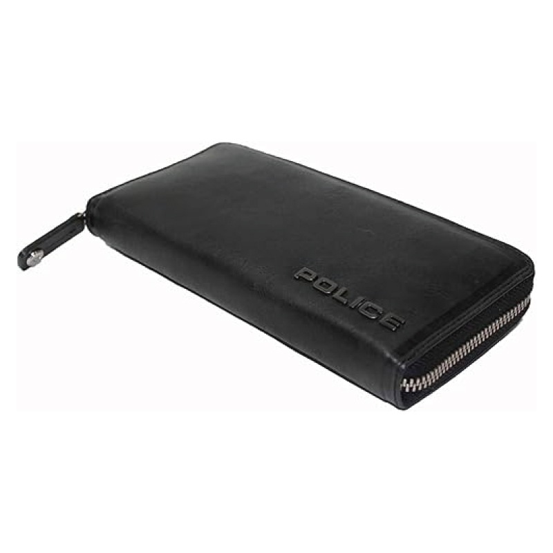 POLICE ポリス EDGE 長財布 ファスナー付 本革 ブラック PA-58002-10 メンズ ブランド財布
