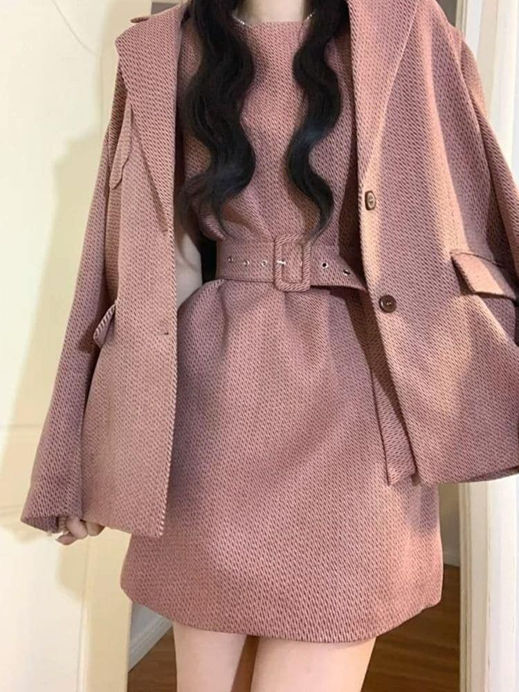 スーツ2025上品な婦人服高級感のあるブレザーワンピーススーツ