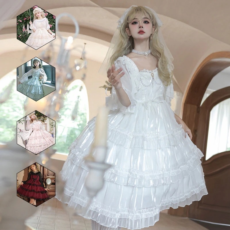 【自由に組み合わせ】 ロリータドレス jsk プリーツ 6色 ゴシック ウェディングドレス お姫様 ドールスカート ドレスセット コスプレ ロリータスカート 花嫁 メガ割30%までに制限