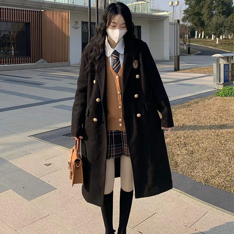 制服 スクールコート 女子 ピーコート 学生 Pコート 無地 高校生 通学 中学生 紺 ネイビー ブラック 黒 コート 学生服 軽い ブラウン