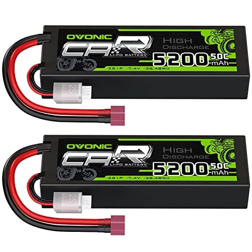 7.4V リポバッテリー 5200mAh 2S 50C ラジコン バッテリー 多種類のRCカー用 Deans T コネクター リチウムポリマー電池 2個セット