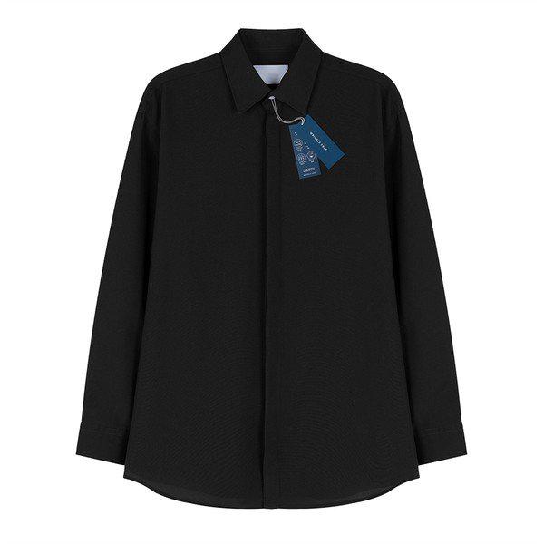 メンズ リンクルフリー ヒドゥン ベーシック ボタン 長袖 シャツ ET SHA Q009 ブラック_P374237220