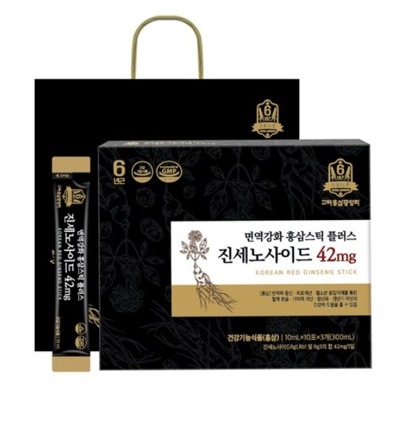 [el-365] 高麗紅参中央会 免疫強化紅参スティックプラスジンセノサイド42mg + ショッピングバッグ10包10ml3個