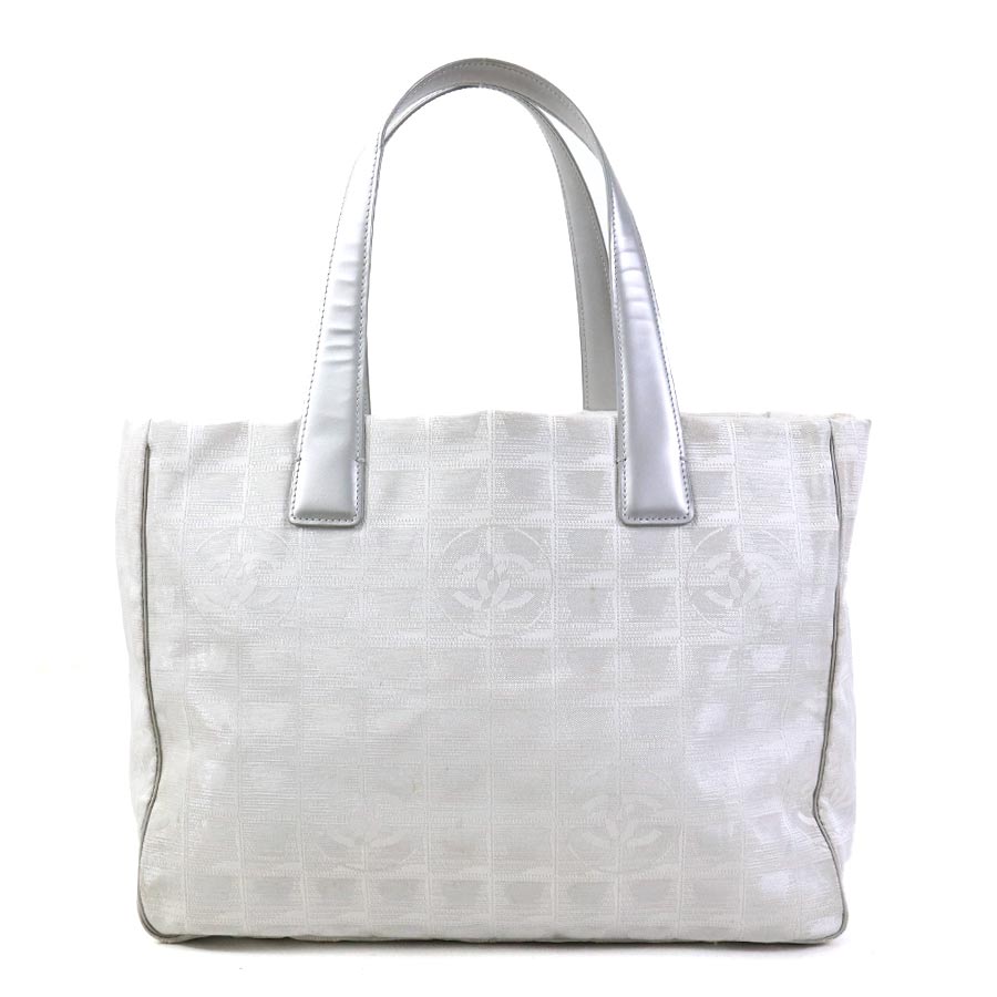 シャネル CHANEL ショルダーバッグ トートバッグ ニュートラベルライン ナイロンジャガード/レザー シルバー レディース e60691a