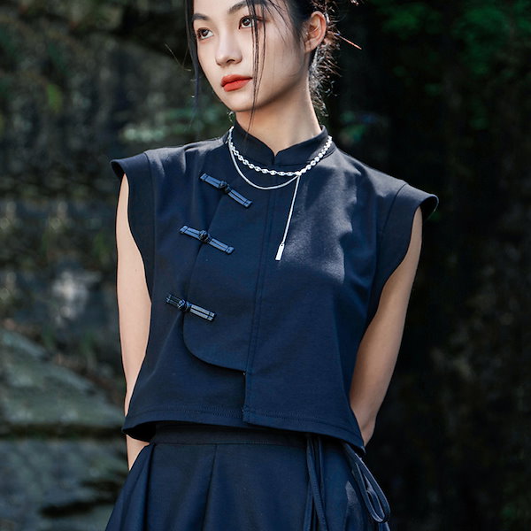 charbon ノースリーブトップス 黒 マシンウォッシュ】ノースリーブロングTシャツ（カットソー） | cloenc