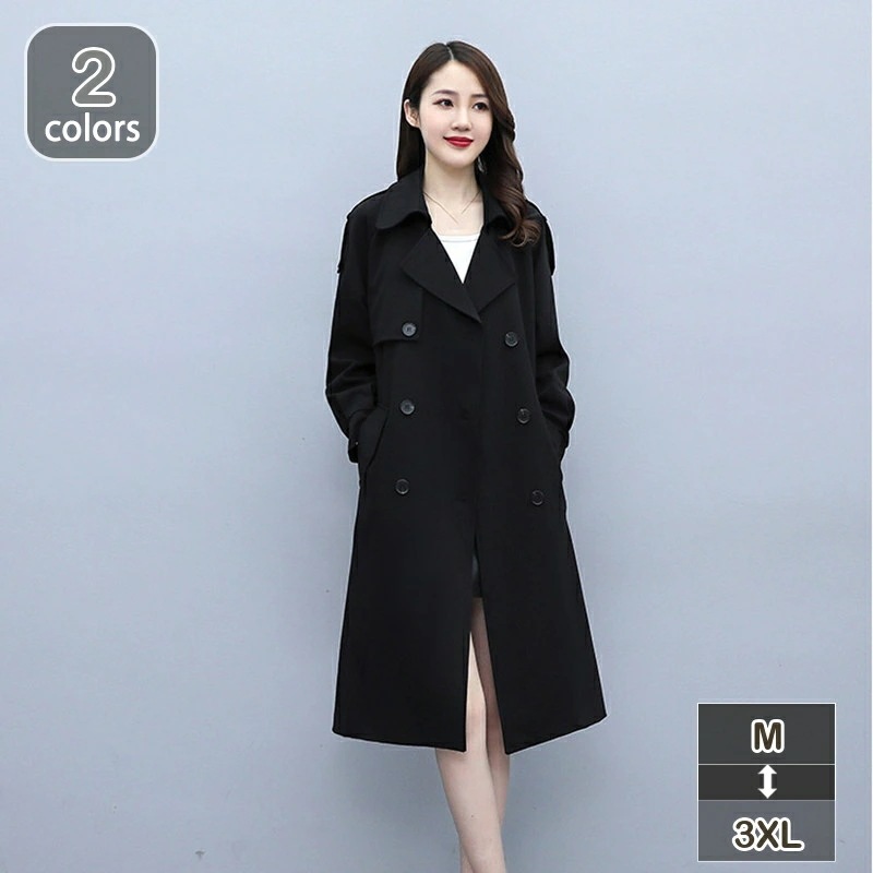 秋冬 レディース トレンチコート ライトアウター ロング丈 ジャケット アウター コート ボタン トップス 開襟 ファッション おしゃれ 可愛い 暖かい 着心地いい 防風 防水 防寒 い 大きいサイズ