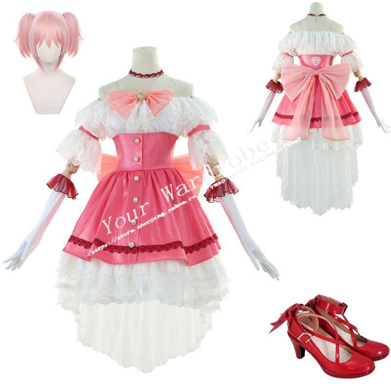魔法少女まどかマギカ 風 鹿目まどか コスプレ衣装 ウィッグ 靴 コスチューム 演出服 アニメ ゲーム cosplay 変装