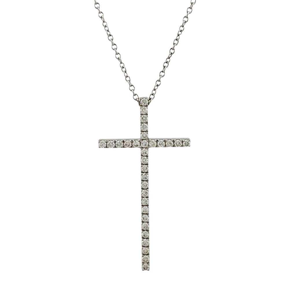 ティファニー メトロクロス ネックレス 18金 K18ホワイトゴールド ダイヤモンド TIFFANY&Co. 中古 美品 124,850円