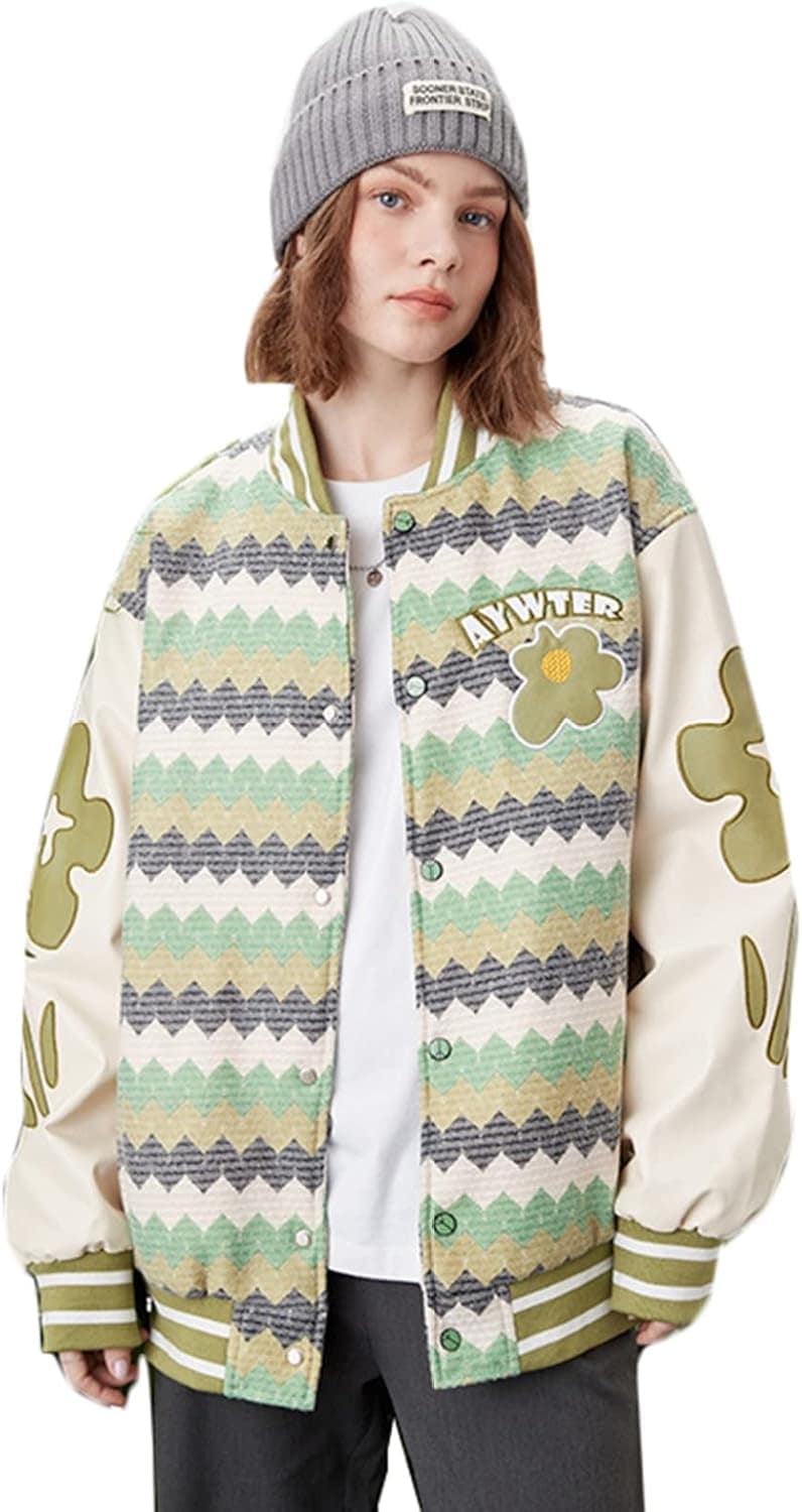 スタジャン スタジアムジャンパー メンズ 立ち襟 ジャケット カジュアル PU革袖 パッチワーク 刺繍 ジャンパー 薄手 防寒 防風 ユニセックス 男女兼用 おしゃれ 大きいサイズ アウター ストリー