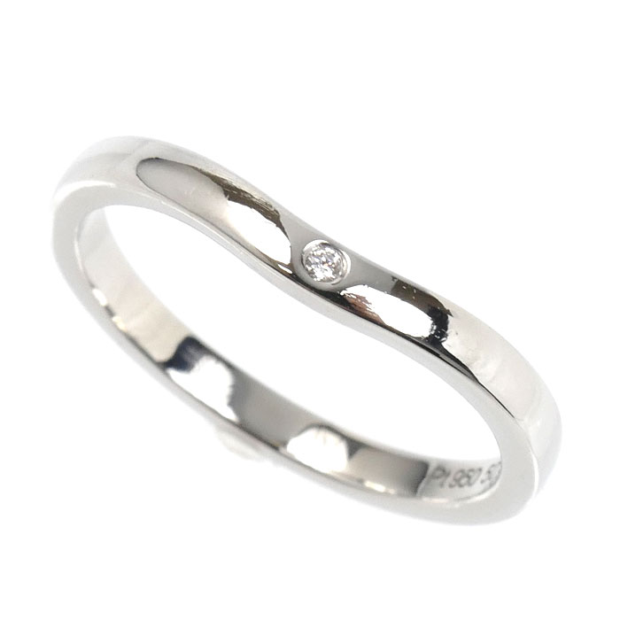 CARTIER カルティエ Pt950プラチナ バレリーナ カーブ ウェデング 3P ダイヤ リング・指輪 B4092950 ダイヤモンド 10号 50 3.3g レディース 中古