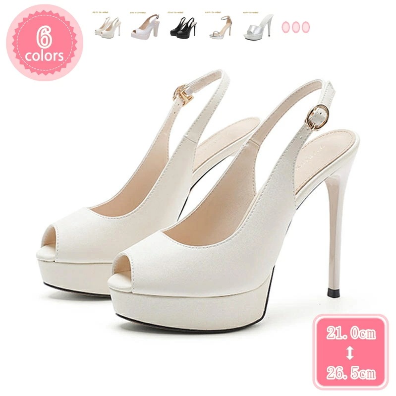 777円OFFクーポン 黒 パンプス 歩きやすい サンダル 春 夏 ハイヒール オープントゥ 厚底 パンプス バックストラップ チャンキーヒール 痛くない 美脚 疲れにくい セクシー 大きいサイズ 結