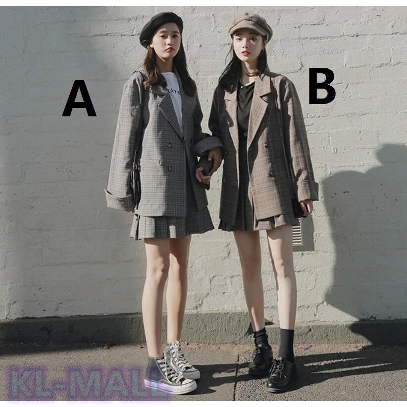 期間限定セール　2色 人気 か今週の割引は 25% オフですわいい 韓国風 LKSST21053 チェック柄 スーツ 2点セット