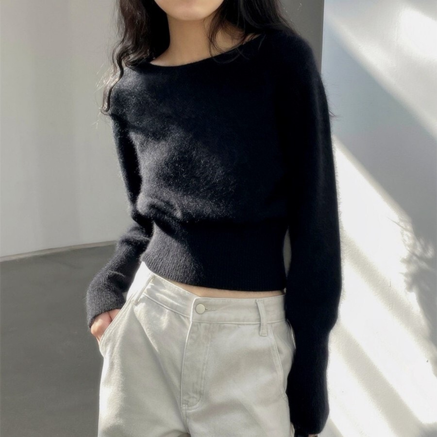 トップス ニットソー セーター 袖あり 長袖 ラウンドネック ストレート Iライン ふわふわ ニット かわいい 大人可愛い きれいめ シンプル 大人 上品 おしゃれ お洒落 大人可愛い 大人女子