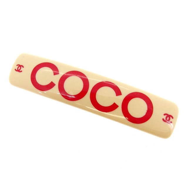 バレッタ ヘアアクセサリー COCO ヴィンテージクラシック ベージュ レッド シルバー 中古