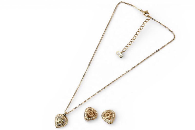 クリスチャンディオール ネックレス/イヤリングセット ヴィンテージ Christian Dior ディオール ペンダント アクセサリー ラインストーン ゴールド【中古】