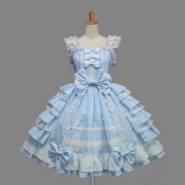 ロリータドレス シフォンレース リボン風プリンセスドレス スイートサスペンダードレス コスプレ