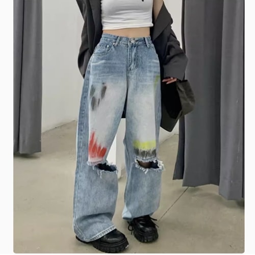 レディース パンツ ボトムス ワイドパンツ デニムパンツ ワイド ストレート ストリート ポケット アメカジ ダメージ カジュアル おしゃれ かっこいい エキゾチック こなれ感 ラフ メンズライク