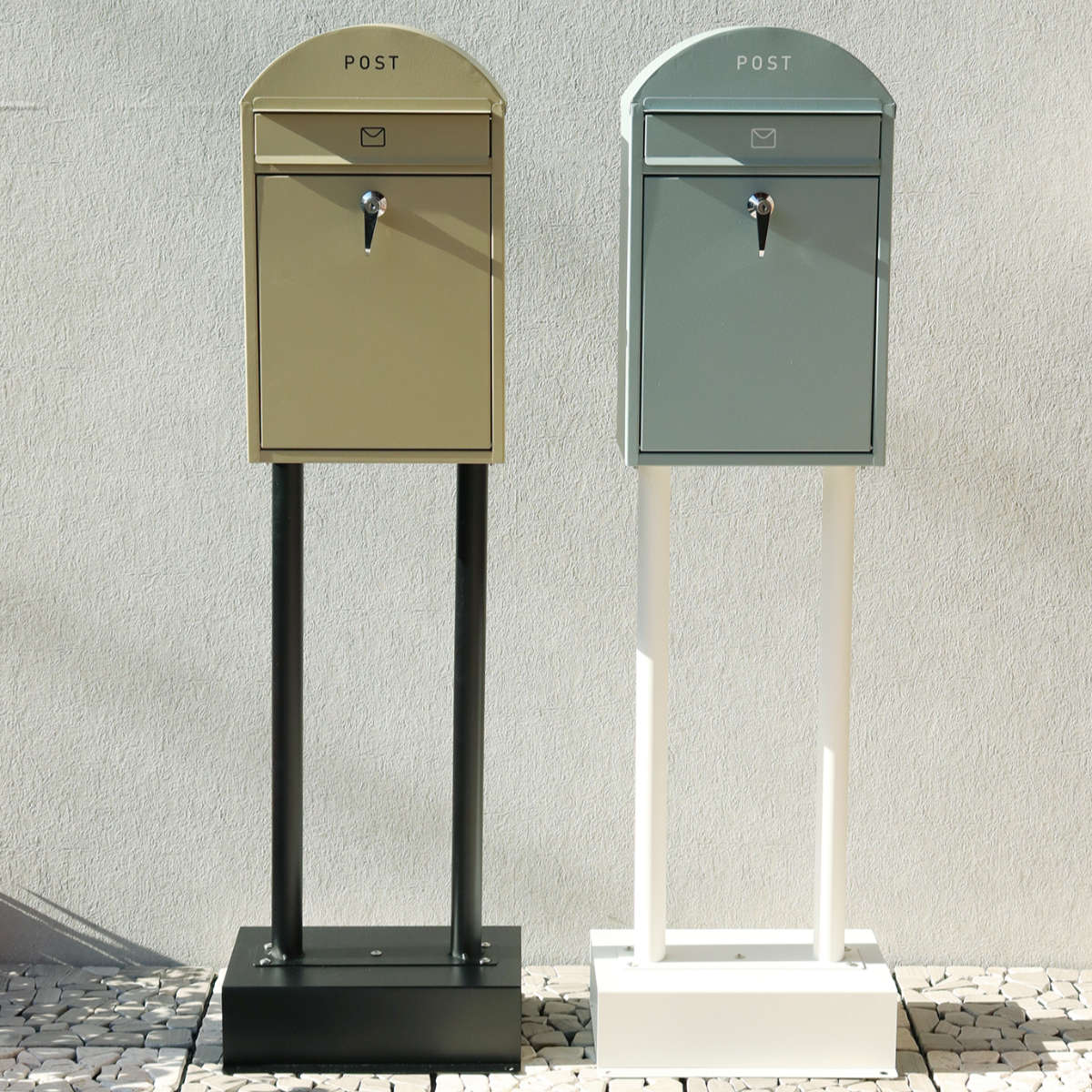 ポスト 置き型 スタンドポスト ジェレミア 自立式 メール便ポスト 郵便ポスト 郵便受け メールボックス スタンド型 シリンダー錠 新聞受け 縦型 スリム ダイヤル錠 一戸建て 屋外 玄関