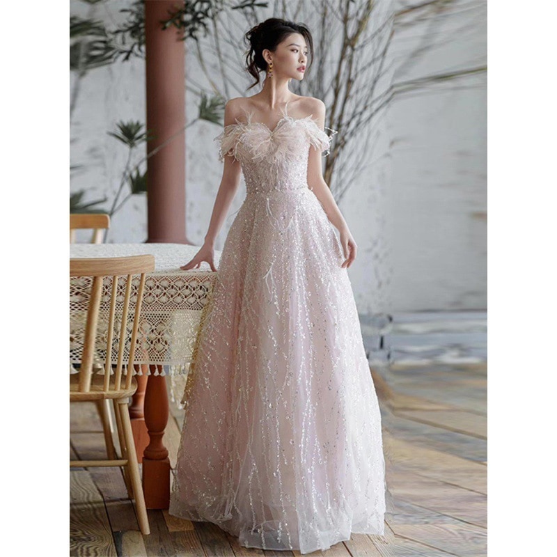 ピンクドレス花嫁誕生日成人式卒業式スーパードレスプリンセスキラキラ宴会イブニングドレス 5,395円