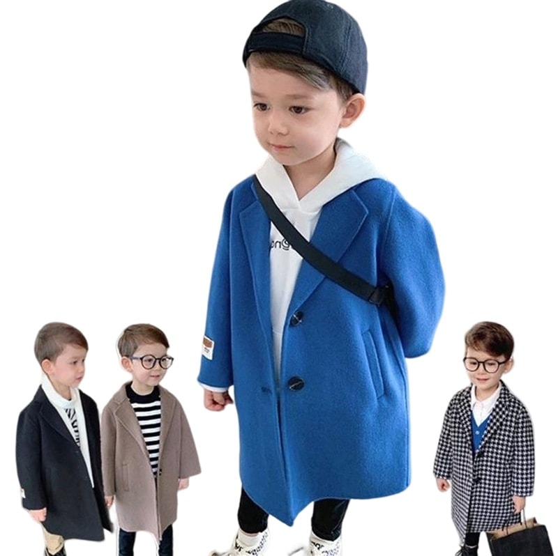 大人気！ 男の子女の子90-140ｃｍメルトンコートントレンチコートロング丈キッズ子供チェック柄コートダウンアウタートレンチ韓国ァッショントレンチコートジャケットキッズウール