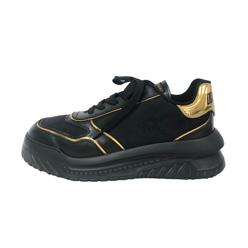 オデュッセイア 42 フラワー グラフィック レザー スニーカー ブラック メンズ ブランド