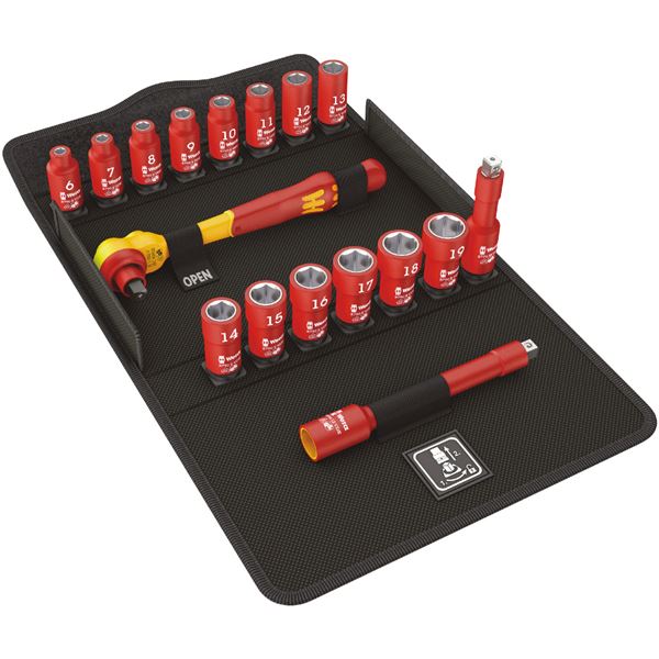 WERA ヴェラ 差込角3/8DR 17点組 絶縁 ソケットレンチ セット 004970 工具 ツール DIY 作業工具 道具 レンチ