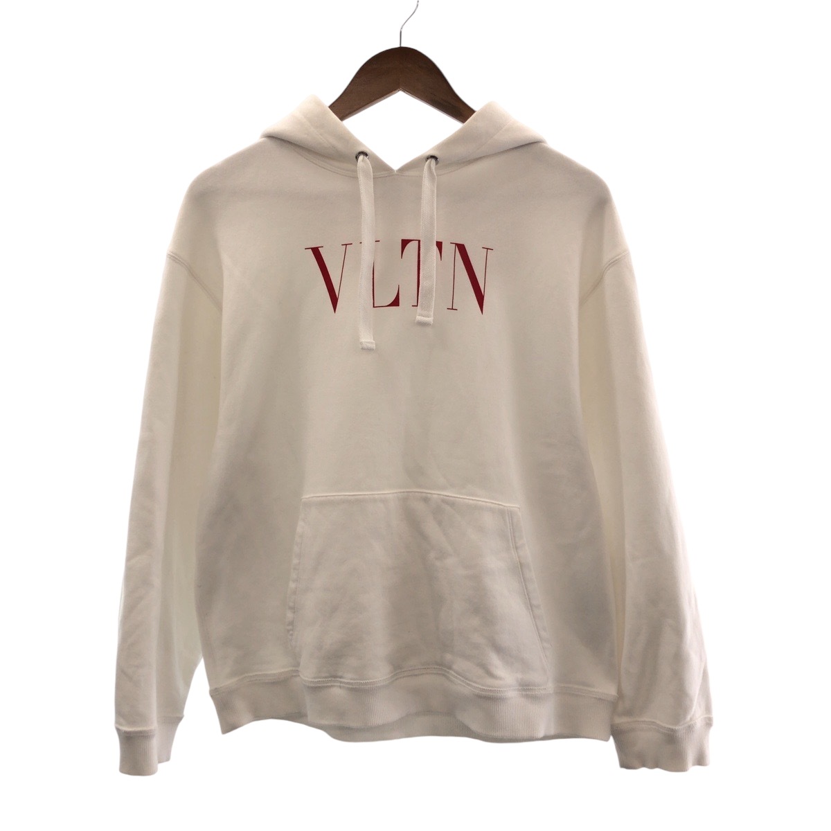 美品 VLTN ロゴ サイズXS ホワイト レッド コットン WV3MF14F3TV パーカー フーディ レディース 503831