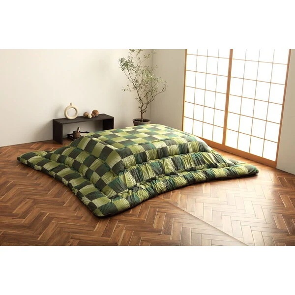 1161050120303 こたつ布団 長方形 単品 和柄 市松模様 グリーン 約205×285cm メーカー直送