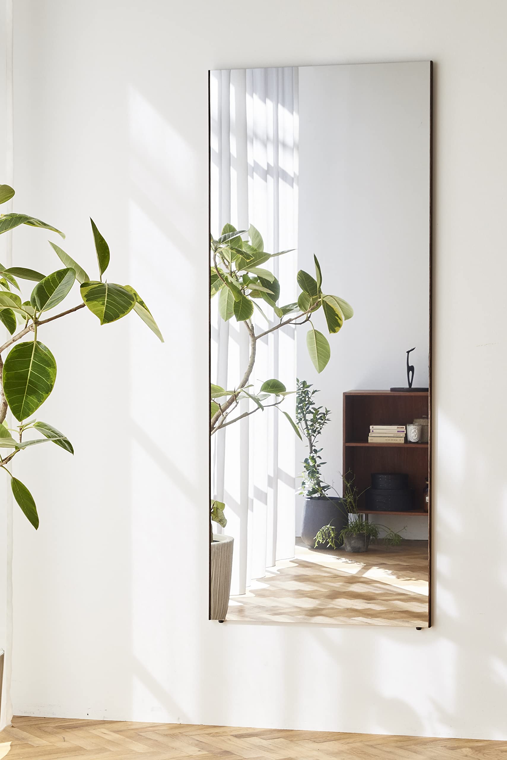 リフェクス割れない軽量ミラー幅60×高さ150cmオーク(木目)フレームRM-5/MO【日本製】