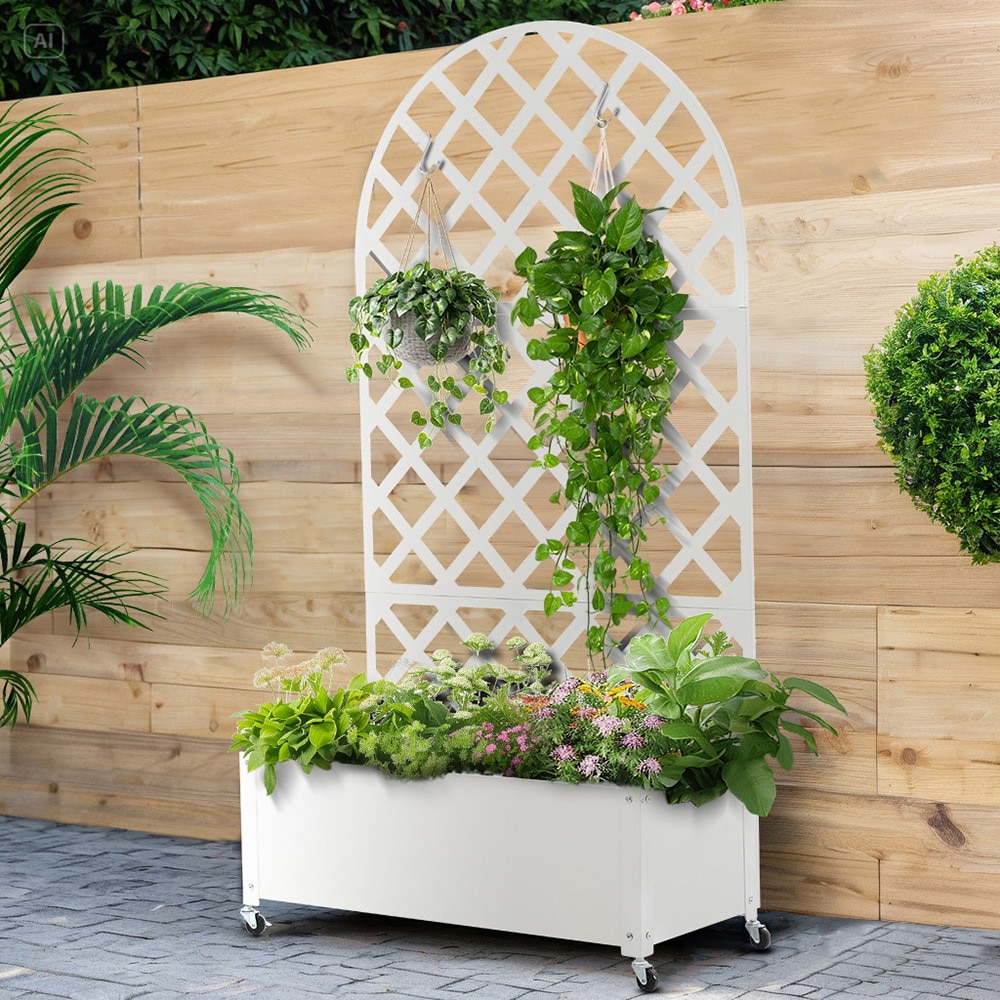 【国内即日発送】フェンス プランター付き 目隠し プランター付き 電着塗装 キャスター付き 90*40*170cm 園芸用品 プランター ガーデンラティス プランターボックス 花壇フェンス ガーデニン