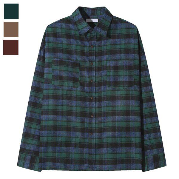 メンズ季節の変わり目ベラクロップチェックシャツAC-SHA-Q080-緑