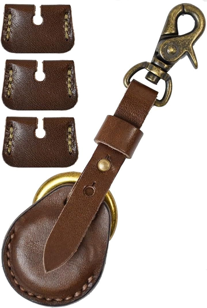 atelierCODEL AirTag ケース キーホルダー エアタグケース 栃木レザー(ダークブラウン（キーカバー付き））)