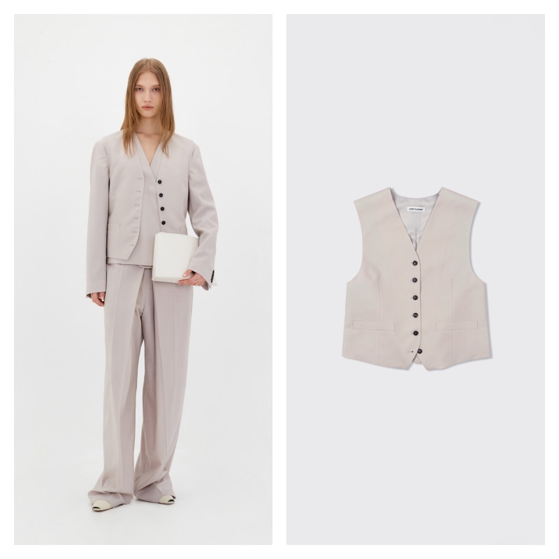 【LOW CLASSIC】 V-NECK VEST : LIGHT BEIGE