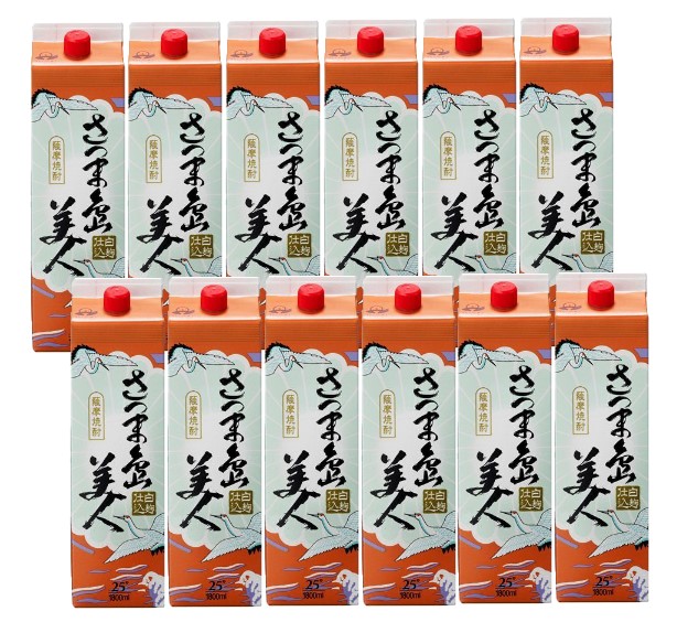 【送料無料】長島研醸 さつま島美人 芋 25度 パック 1800ml 1.8L12本