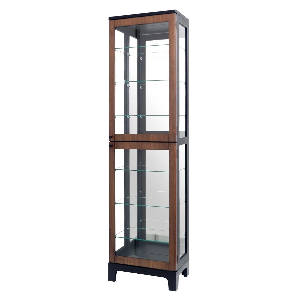 コレクションラック ショーケース ウォールナット扉 背面ミラー 約幅41cm 高さ150cm ラック コレクション ガラスキャビネット 完成品 キャビネット ディスプレイ ガラス