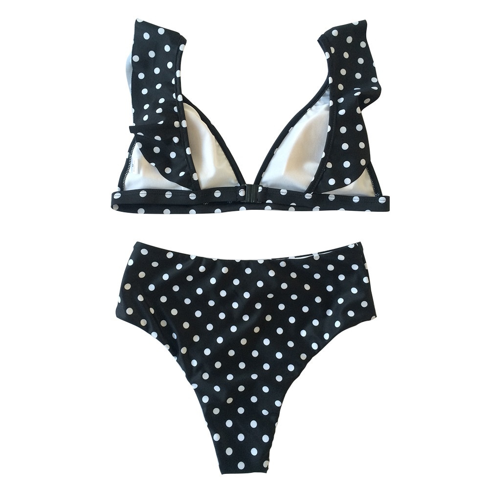 4097.ドット柄 Vネックビキニ（ブラック）2019 春夏 海 プール BBQ セクシー
