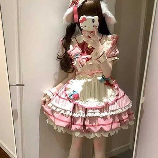 【急速発送】ピンクのつぼみスカート OPキュートなデイリーライトなプリンセスワンピースロリータ秋の万能アイテム