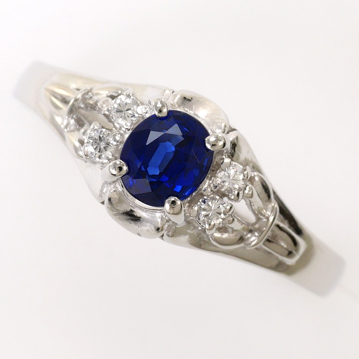 PT900 プラチナ リング・指輪 12号 サファイア 0.48ct ダイヤモンド 0.51ct 総重量約2.9g ジュエリー 中古