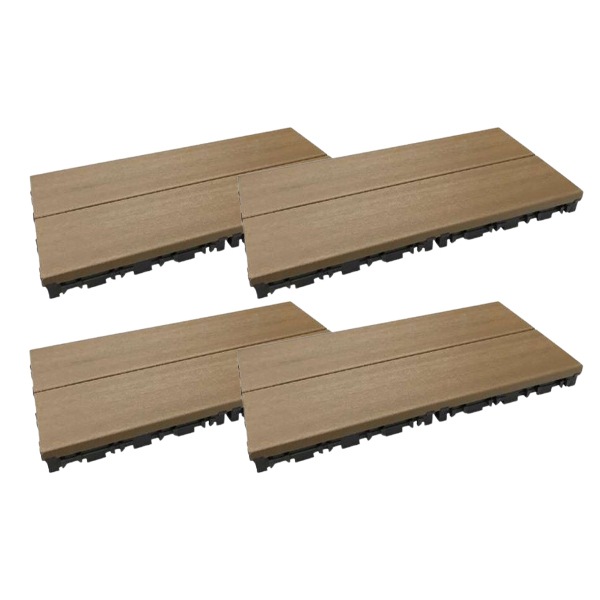 旭興進 人工木 木目調ジョイントタイル 厚型3060(4入)ブラウン aks-42392 メーカー直送