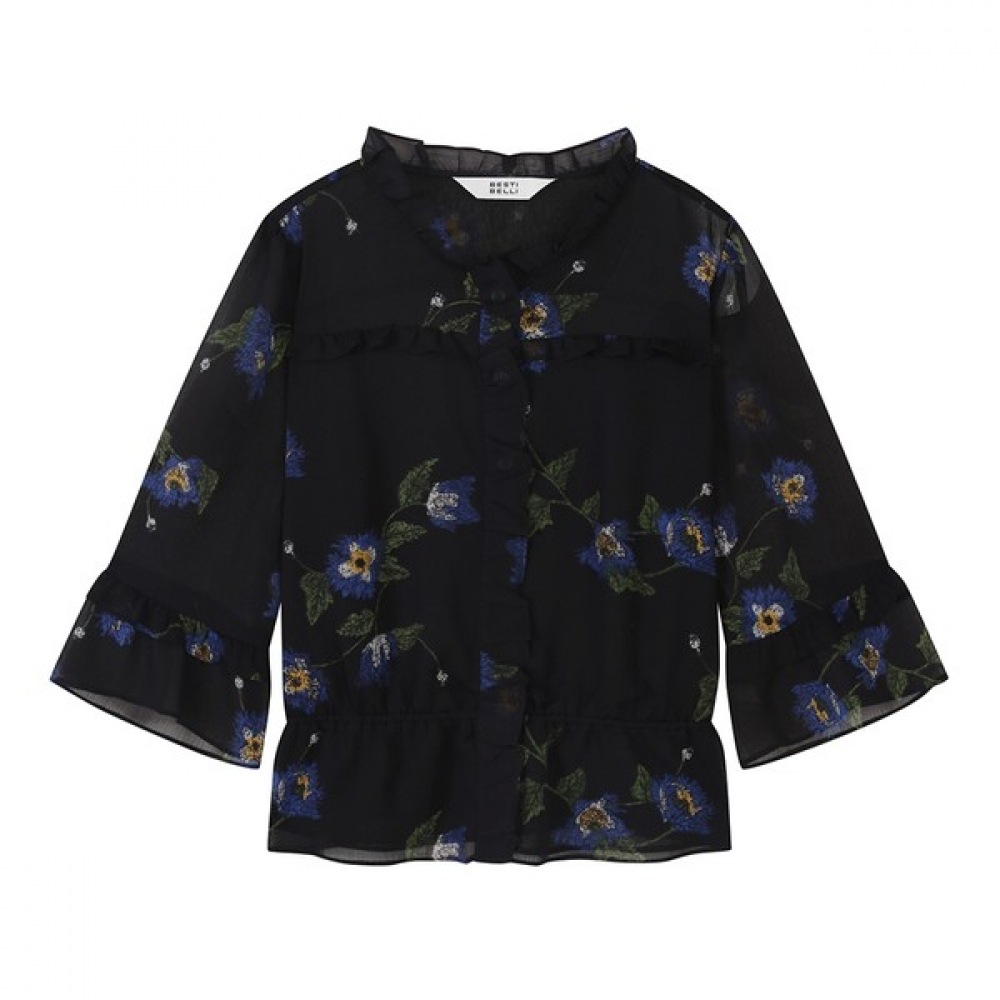 [ベスティヴェリ] フラワーペプラムシースルーブラウス (BIBAE2439)
