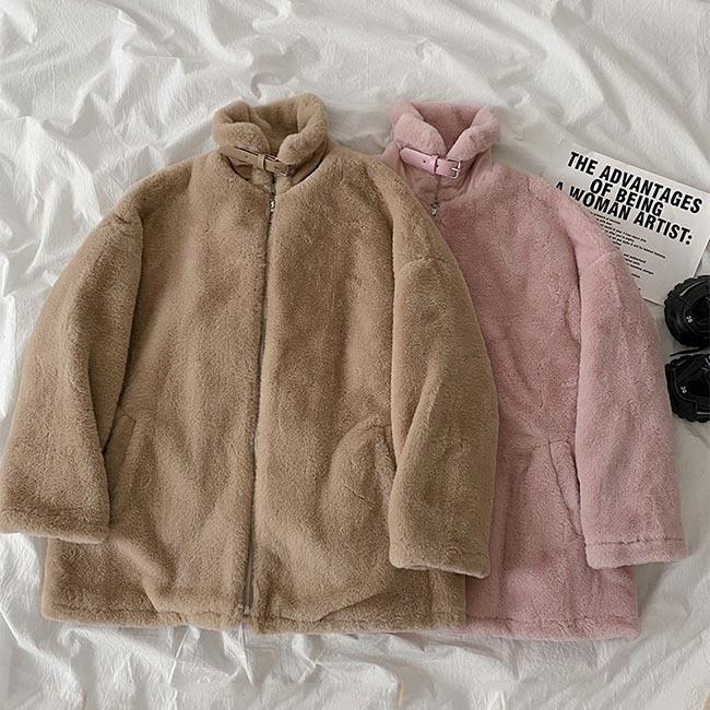 フリースジャケット レディース ジャケット モコモコ アウター 立ち襟 オーバーサイズ 冬 フリースコート ハイネック 可愛い モコモコアウター プレゼント