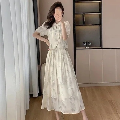 中国式 国は2025夏 高級感 上着を下げます気質 半身スカート2セット