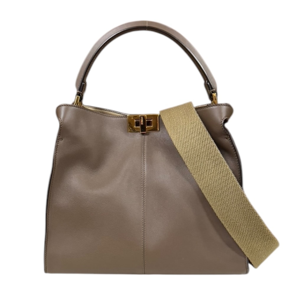フェンディ ピーカブー エックスライト ショルダーバッグ レザー 8BN310 ブラウン FENDI 中古